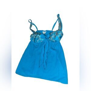 Vintage Sedative wear Cinema Etoile blue with Lace Sleeveless Nightgown sz M